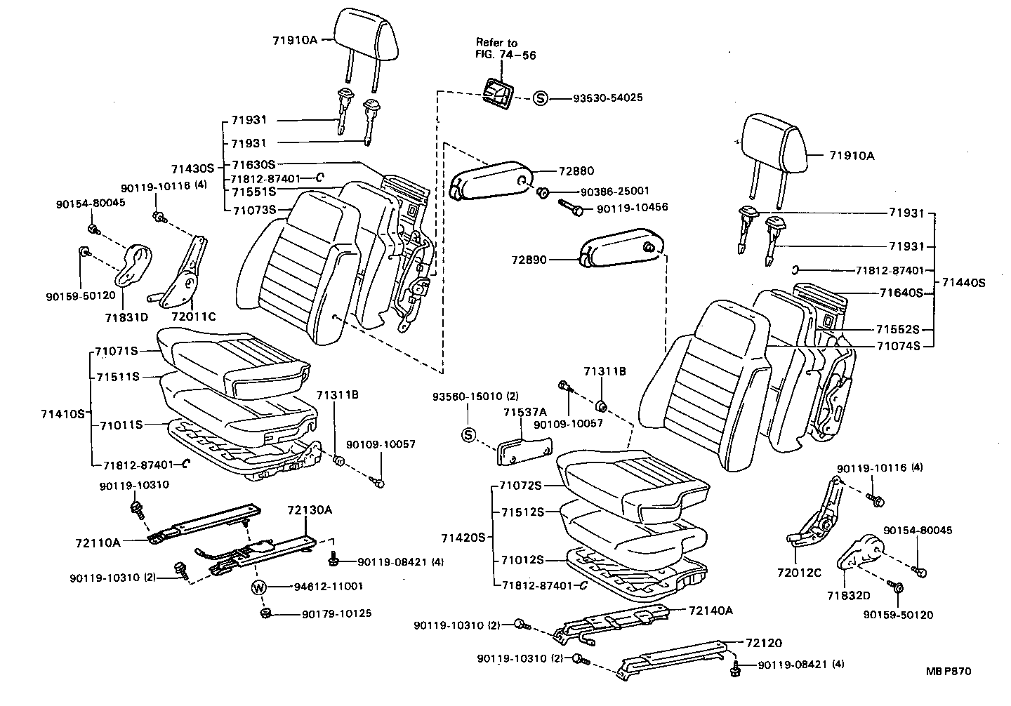 71552-87009 PAD, FRONT SEAT BACK, LH(FOR SEPARATE TYPE) product image