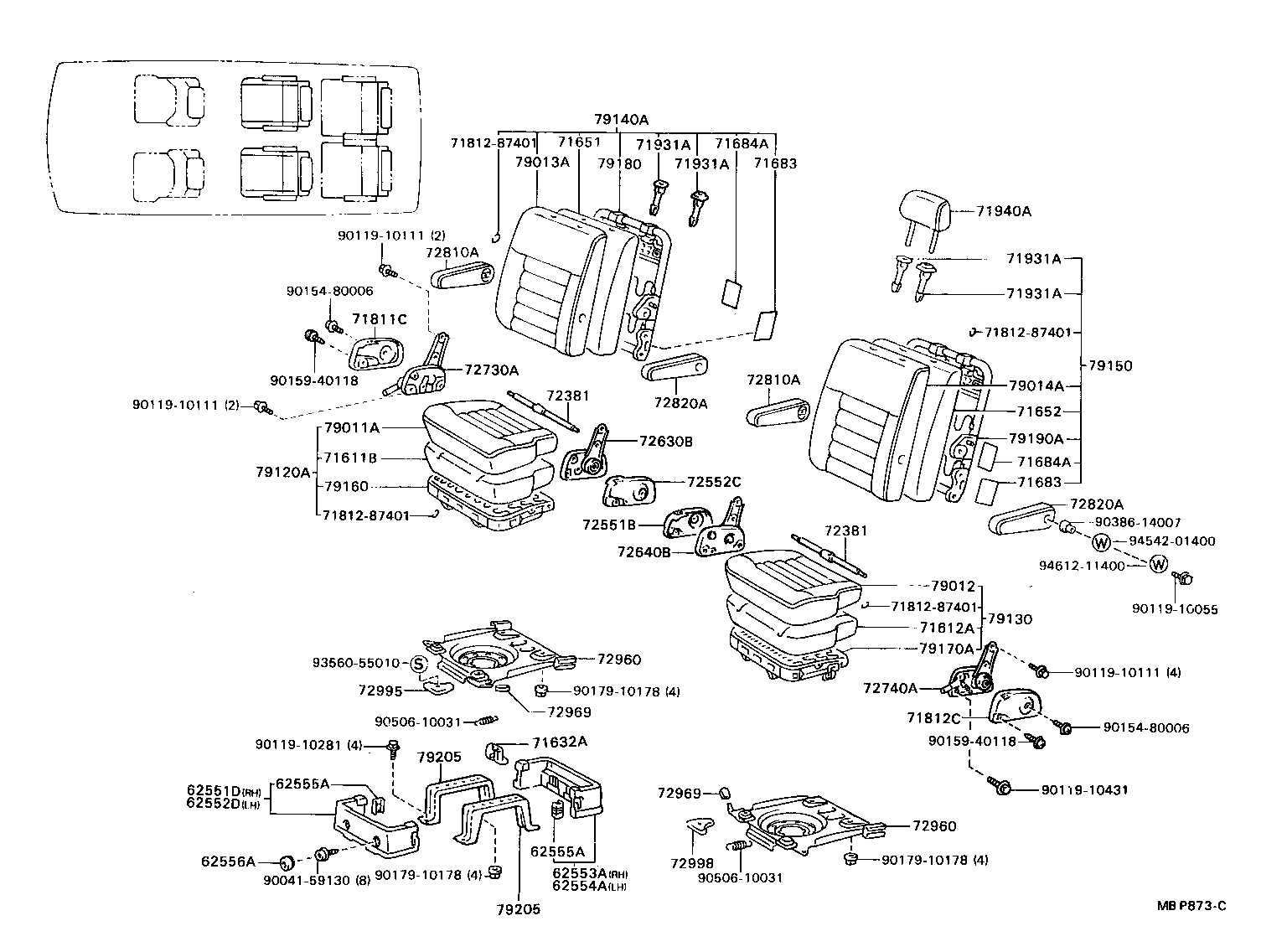 71552-87009 PAD, FRONT SEAT BACK, LH(FOR SEPARATE TYPE) product image