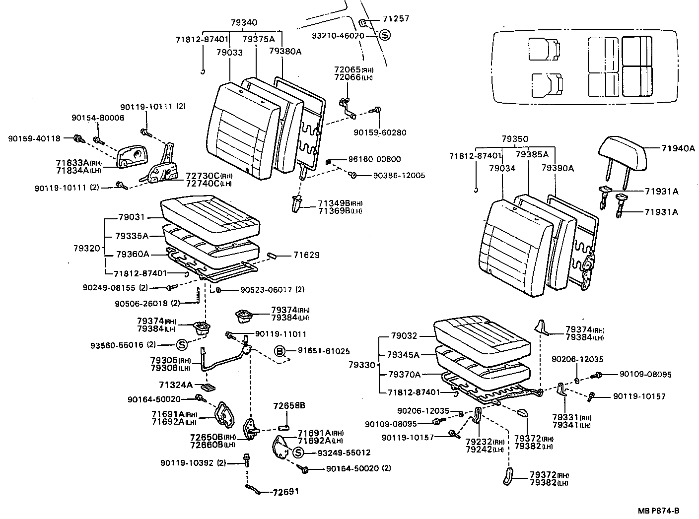 71552-87009 PAD, FRONT SEAT BACK, LH(FOR SEPARATE TYPE) product image