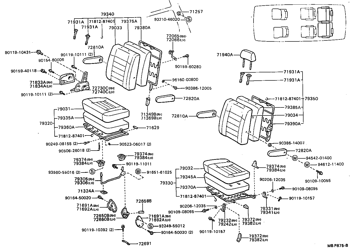 71552-87009 PAD, FRONT SEAT BACK, LH(FOR SEPARATE TYPE) product image
