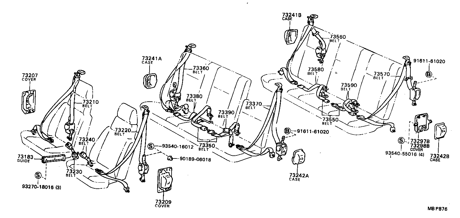 73230-28080-16 BELT ASSY, FRONT SEAT INNER, RH product image