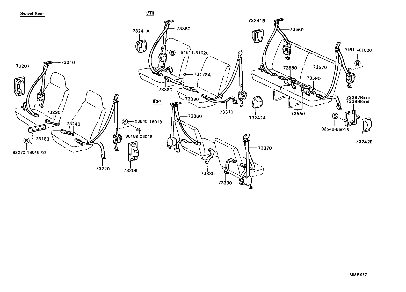 73230-28080-16 BELT ASSY, FRONT SEAT INNER, RH product image