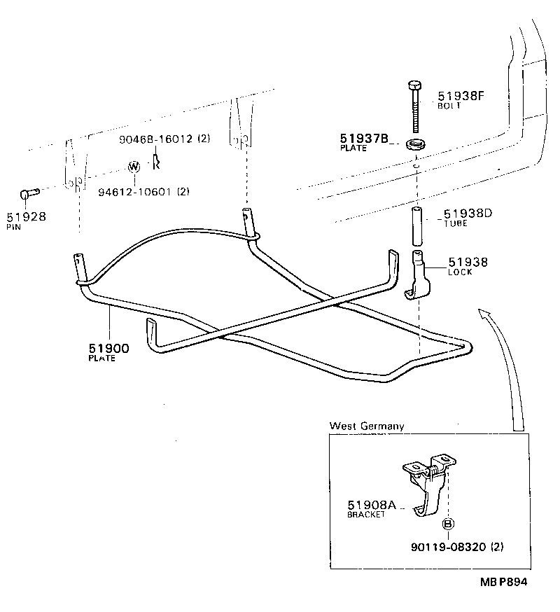 51900-28111 CARRIER ASSY, SPARE WHEEL product image