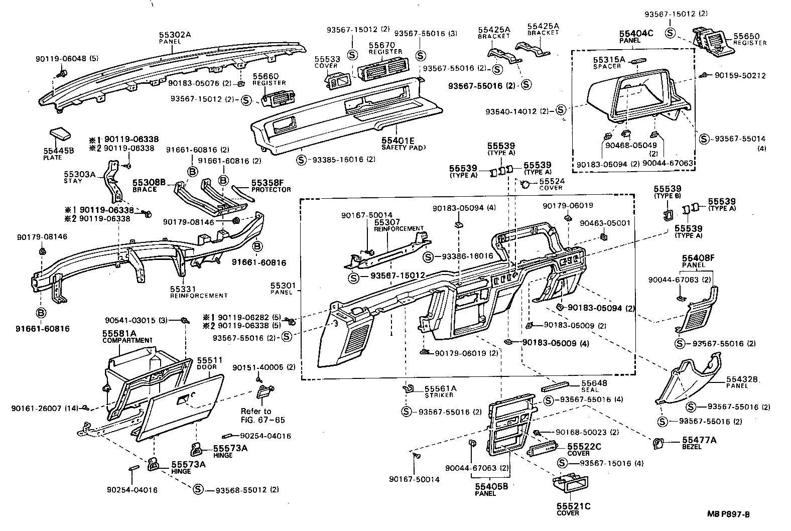 55401-87007-16 PAD SUB-ASSY, INSTRUMENT PANEL SAFETY product image