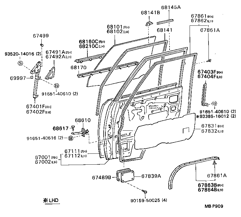 67060-87006-16 BOARD ASSY, FRONT DOOR TRIM, LOWER RH product image