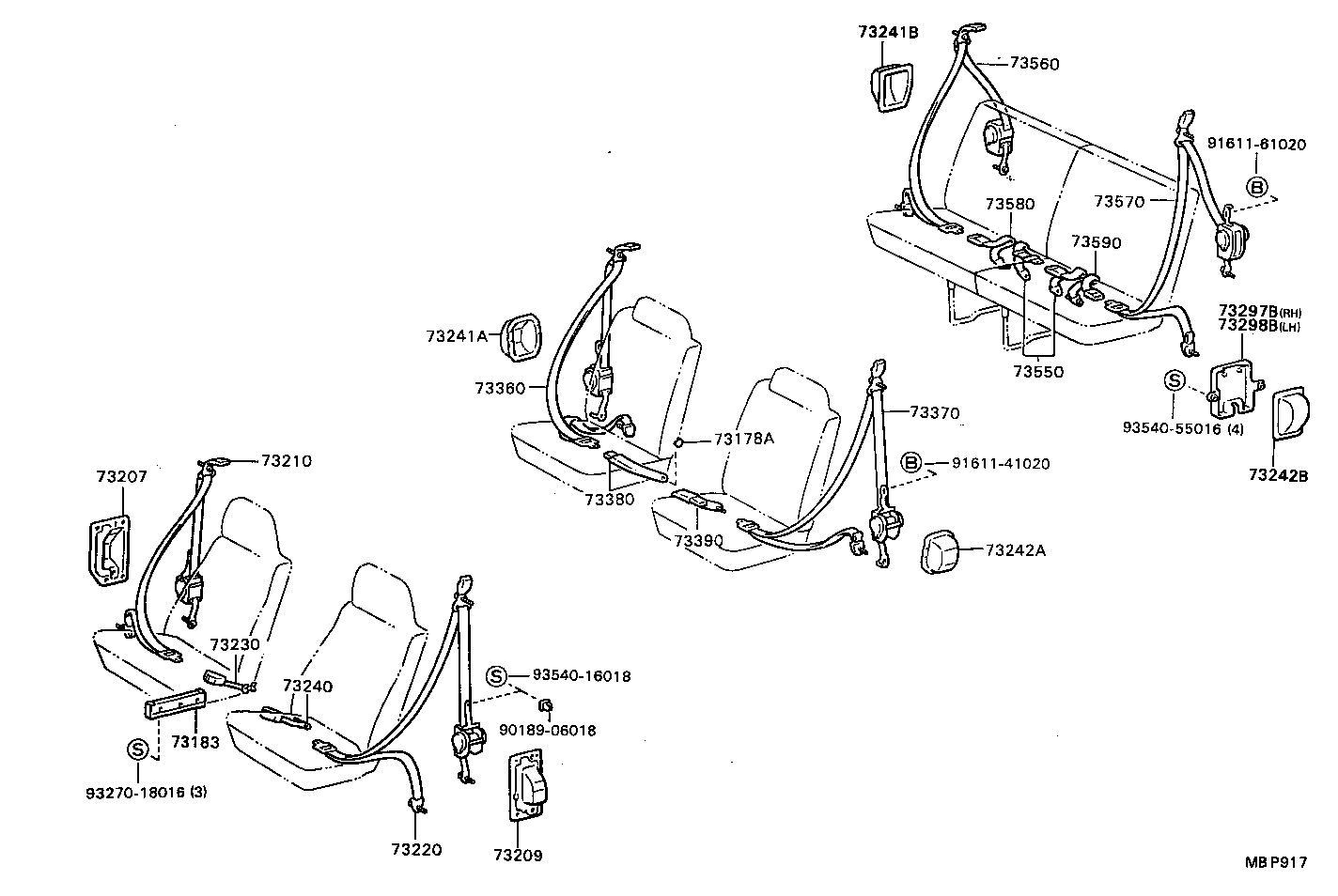 73240-28041-16 BELT ASSY, FRONT SEAT INNER, LH product image
