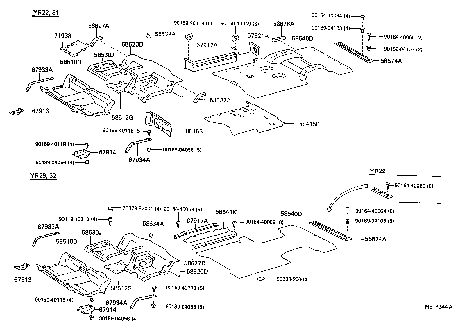 Toyota 58540-28104-06 CARPET ASSY, FLOOR, REAR