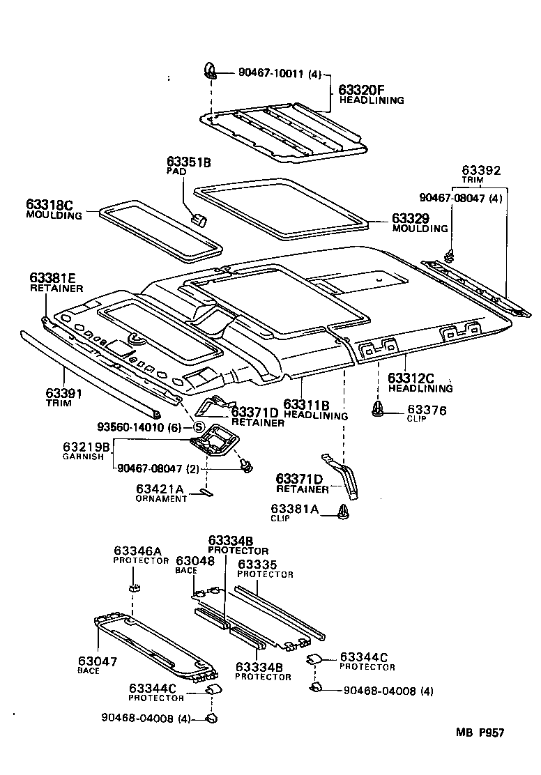 63371-87008-06 RETAINER, ROOF HEADLINING SUPPORT product image