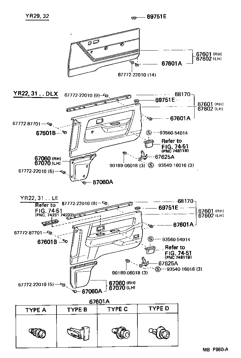 Toyota 67610-95D05-06 BOARD SUB-ASSY, FRONT DOOR TRIM, RH