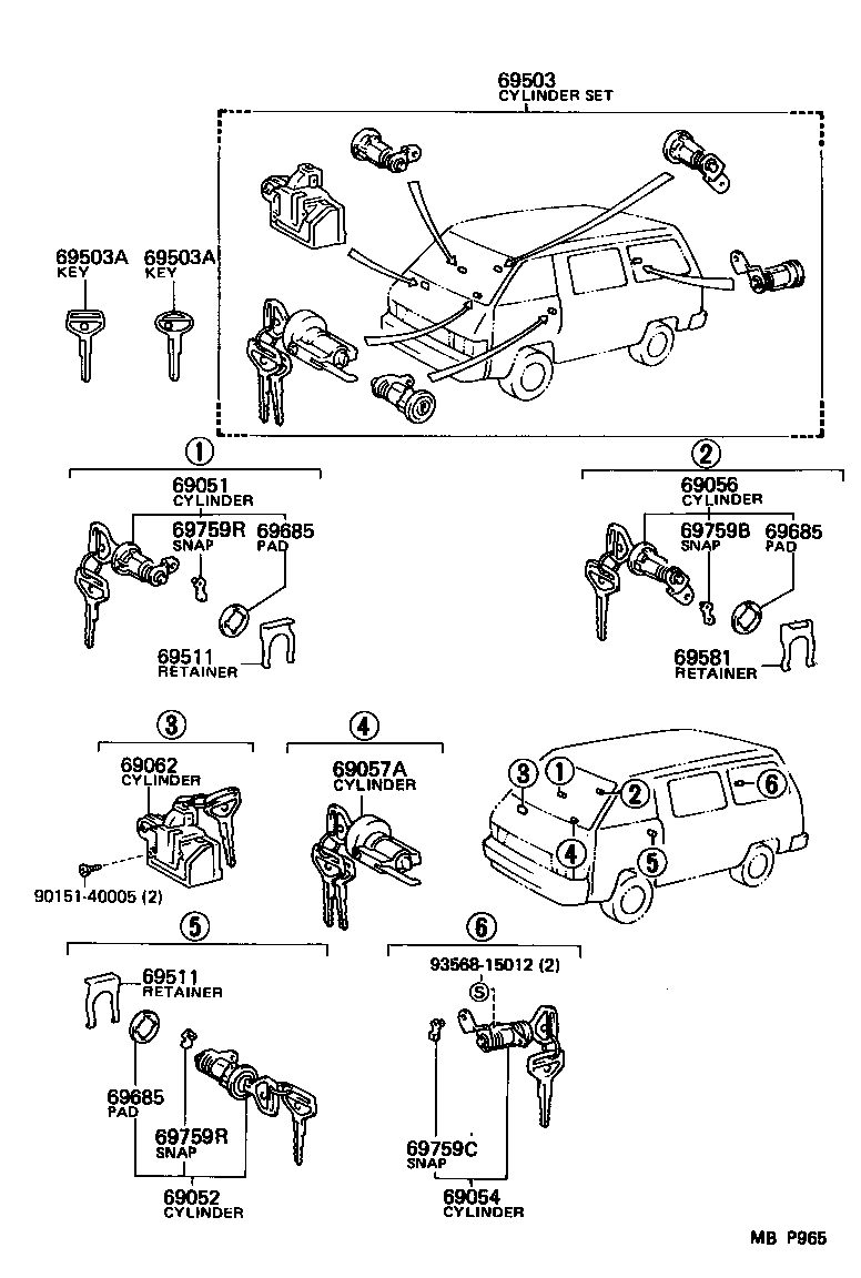 69005-28091-04 CYLINDER SET, LOCK product image