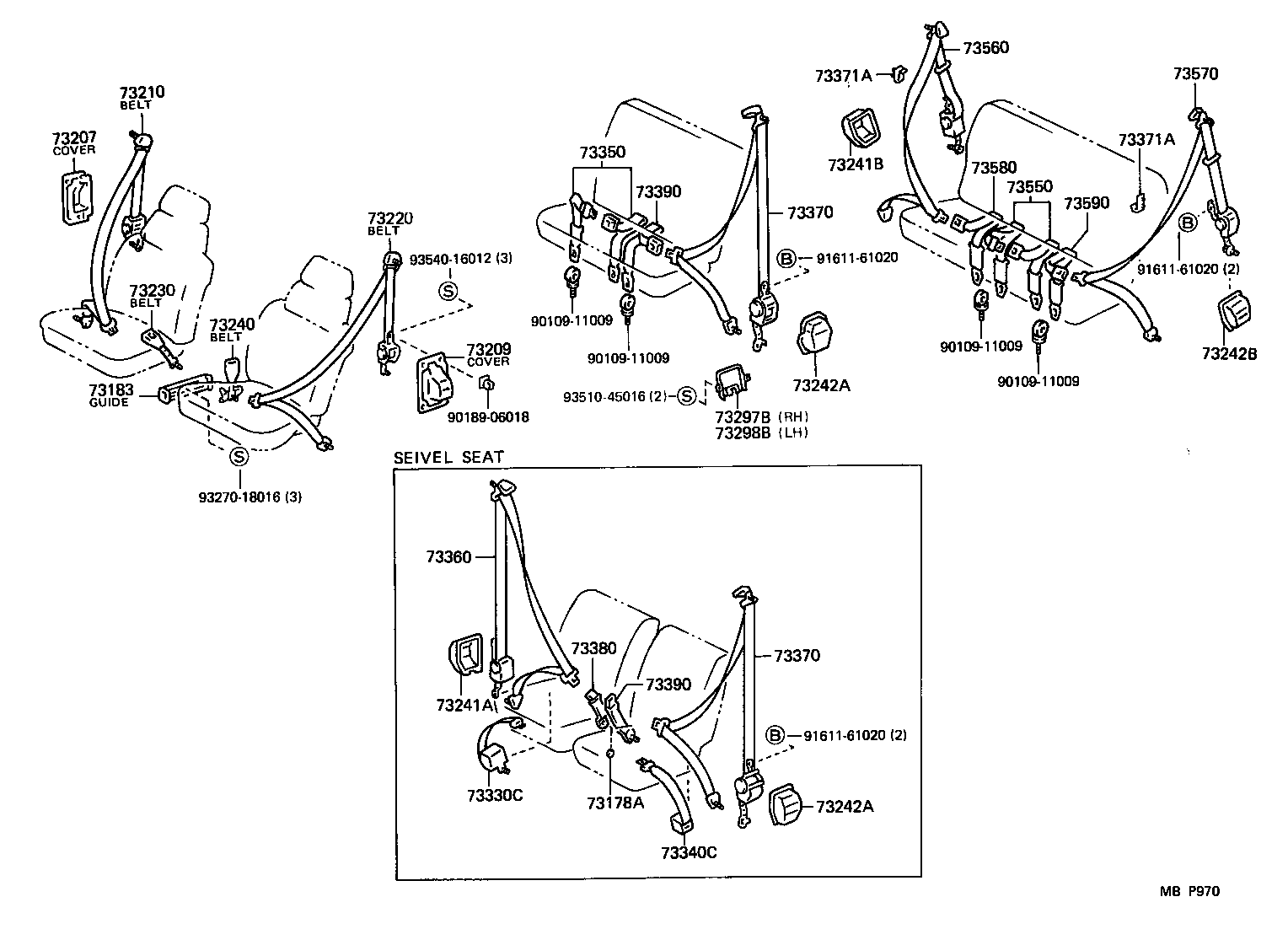 73570-28070-06 BELT ASSY, REAR NO.2 SEAT, OUTER LH product image