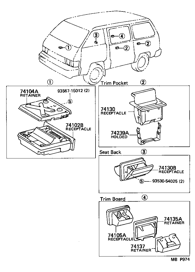 74130-16020-46 RECEPTACLE ASSY, REAR ASH product image
