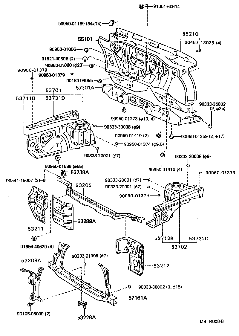 Toyota 53238-16010 BRACKET, HOOD BUMPER MOUNTING