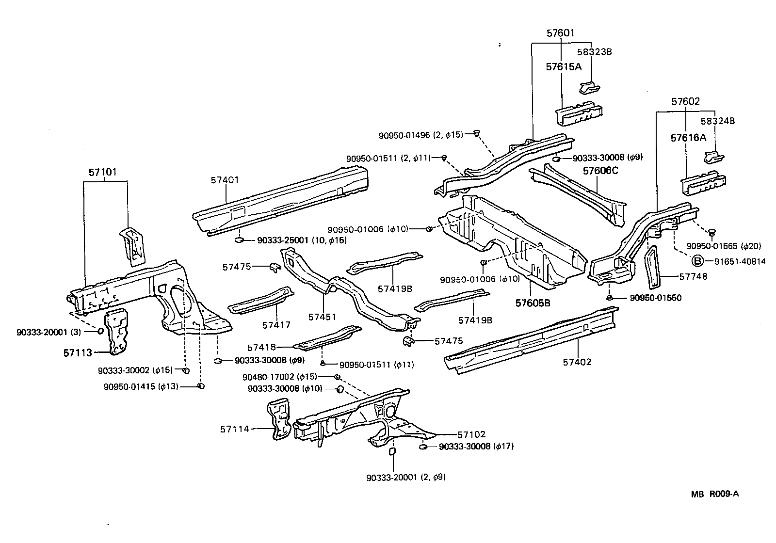 Toyota 57402-16141 MEMBER SUB-ASSY, MAIN FLOOR SIDE, LH
