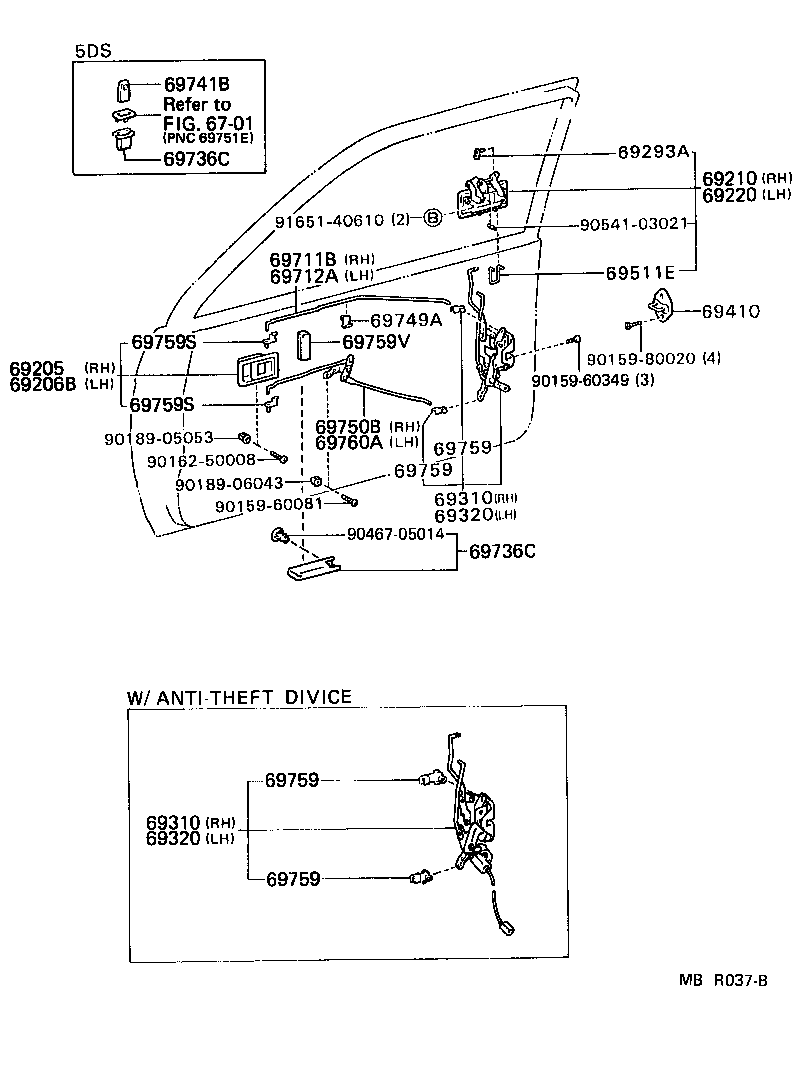 Toyota 69205-10040-26 HANDLE SUB-ASSY, FRONT DOOR INSIDE, RH