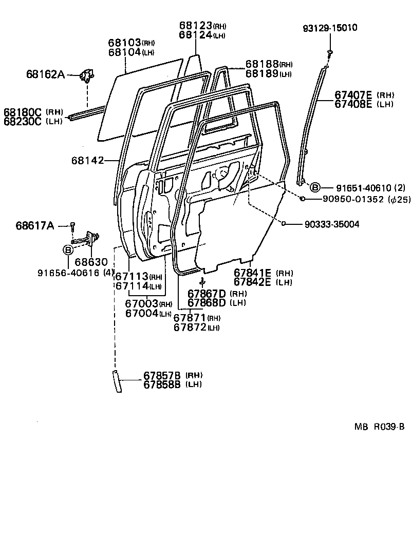 Toyota 67640-16261-06 BOARD SUB-ASSY, REAR DOOR TRIM, LH
