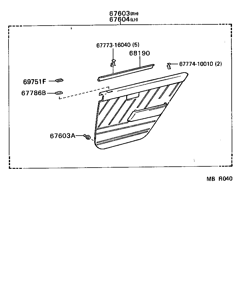 67640-16261-04 BOARD SUB-ASSY, REAR DOOR TRIM, LH product image