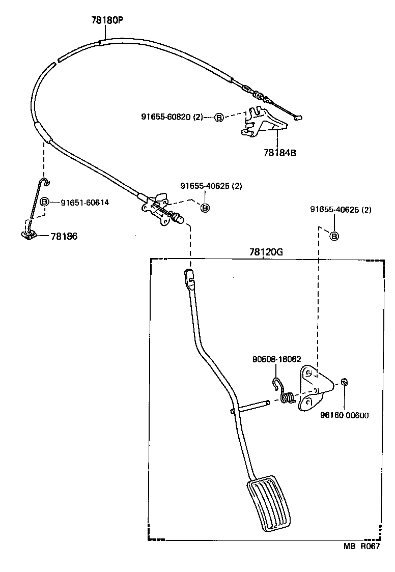 78189-16020 SUPPORT, ACCELERATOR CONTROL CABLE, NO.2 product image