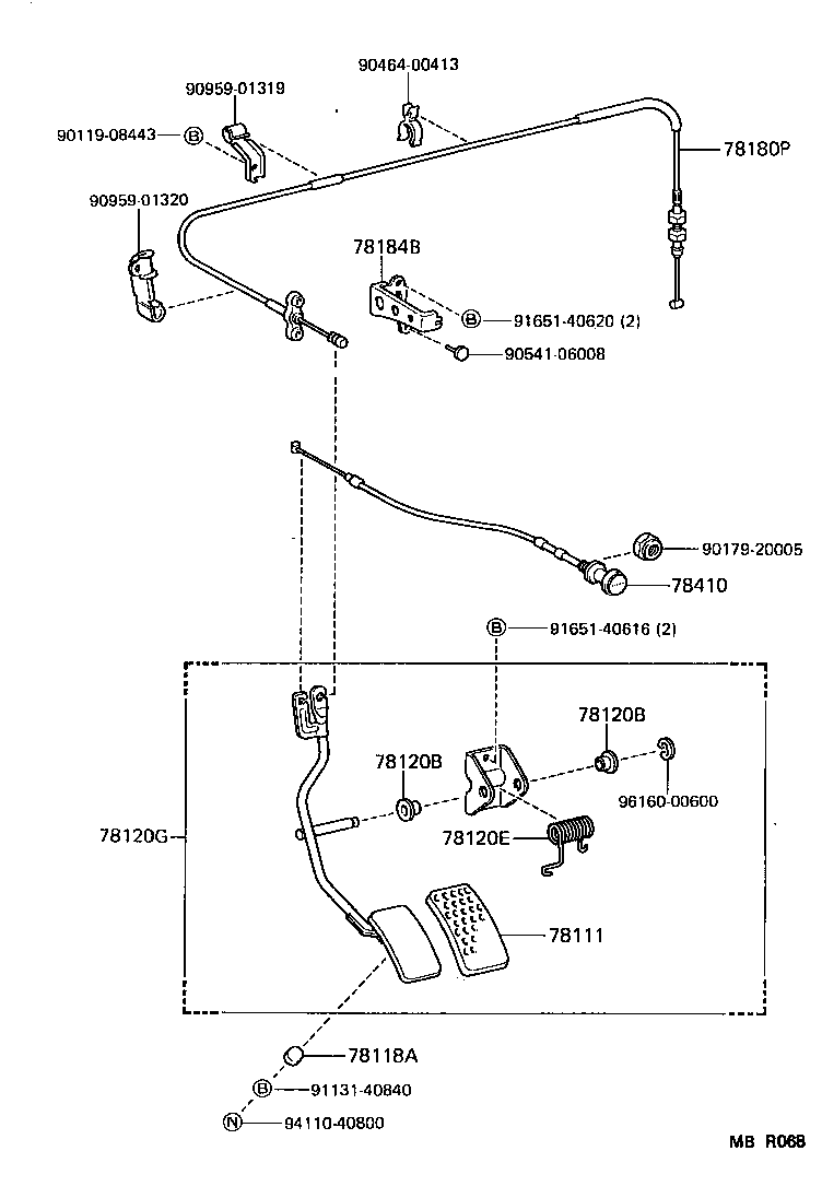 78410-90A08 CABLE ASSY, THROTTLE CONTROL product image