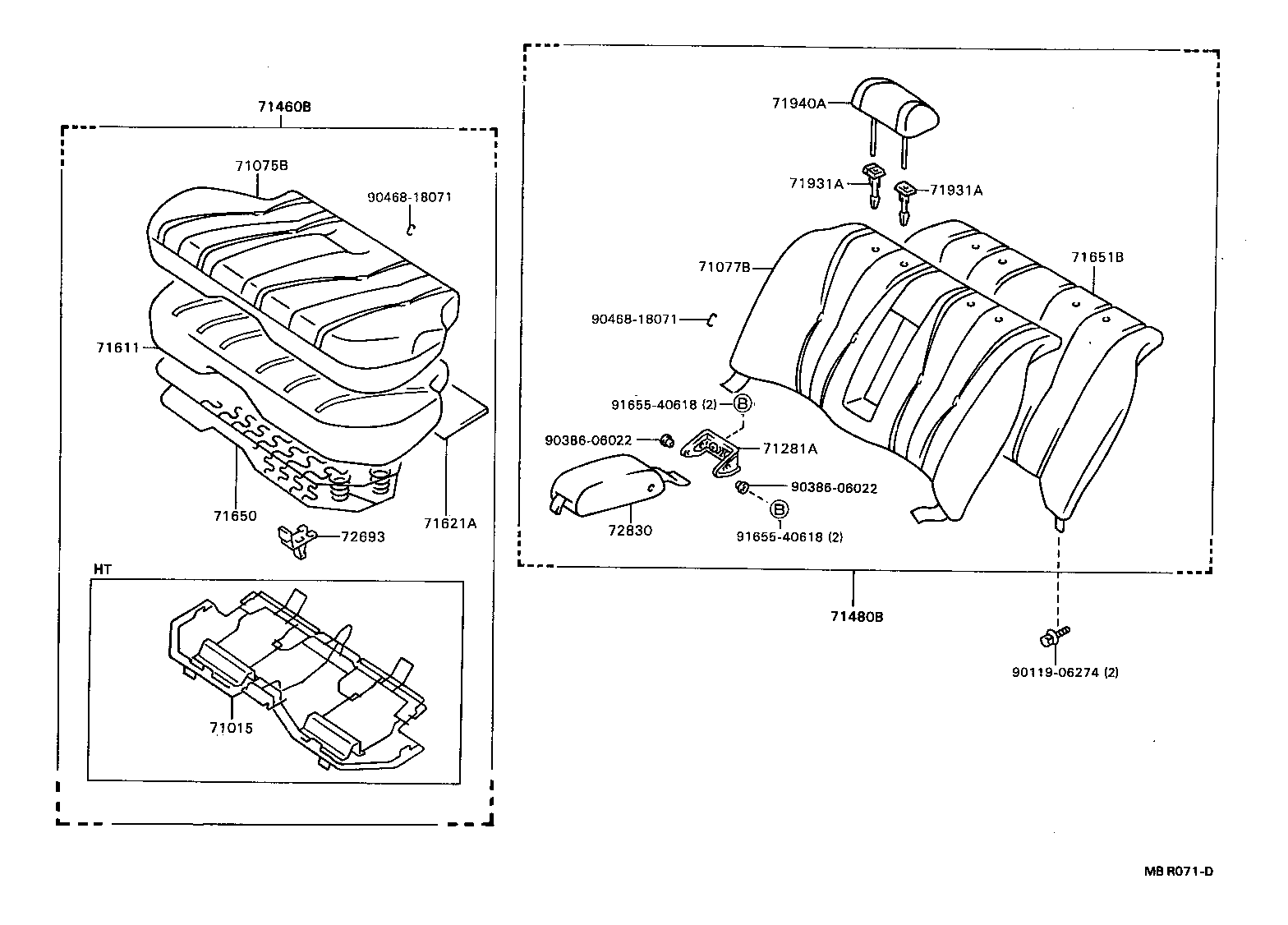 71015-22160 FRAME SUB-ASSY, REAR SEAT CUSHION product image
