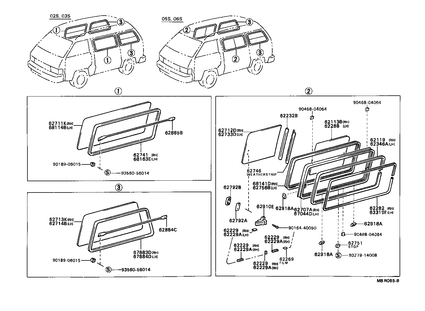 62713-87013 GLASS, SIDE WINDOW, REAR RH product image