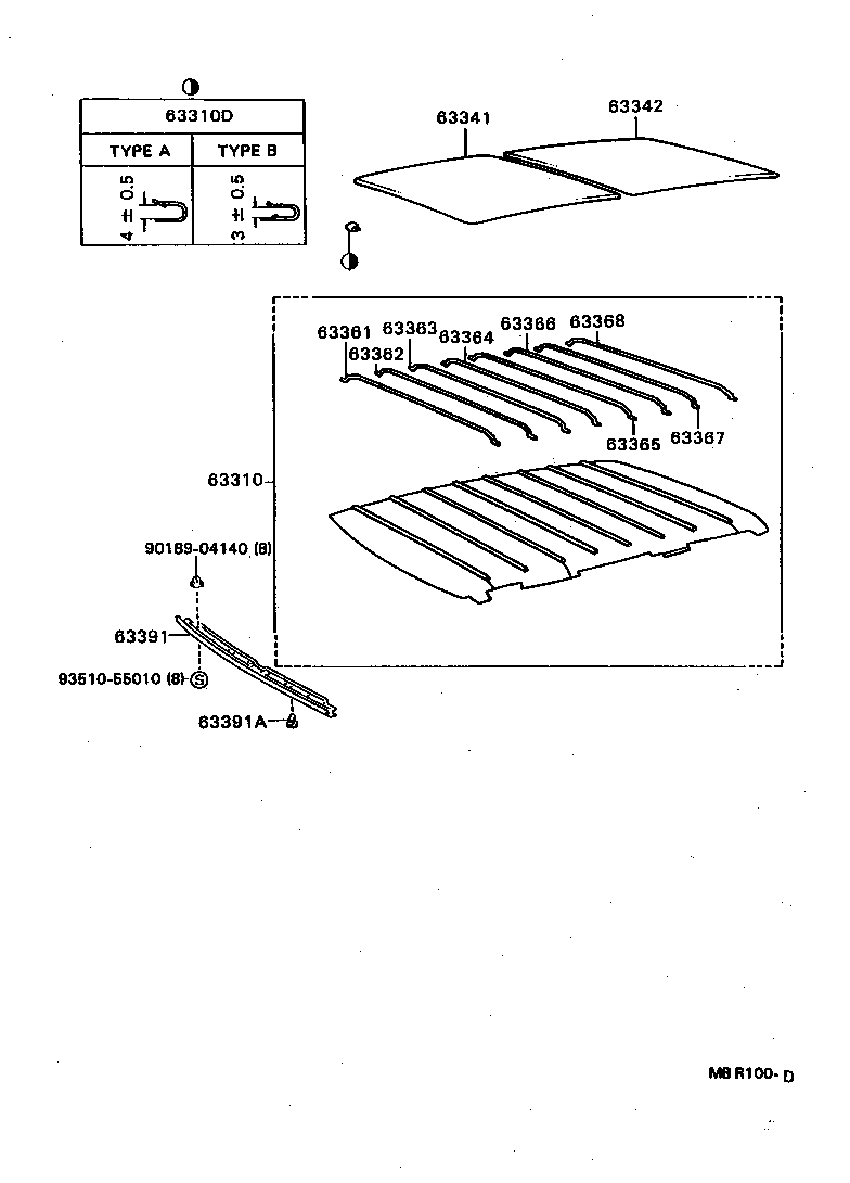 63364-87010 SUPPORT, ROOF HEADLINING, NO.5 product image