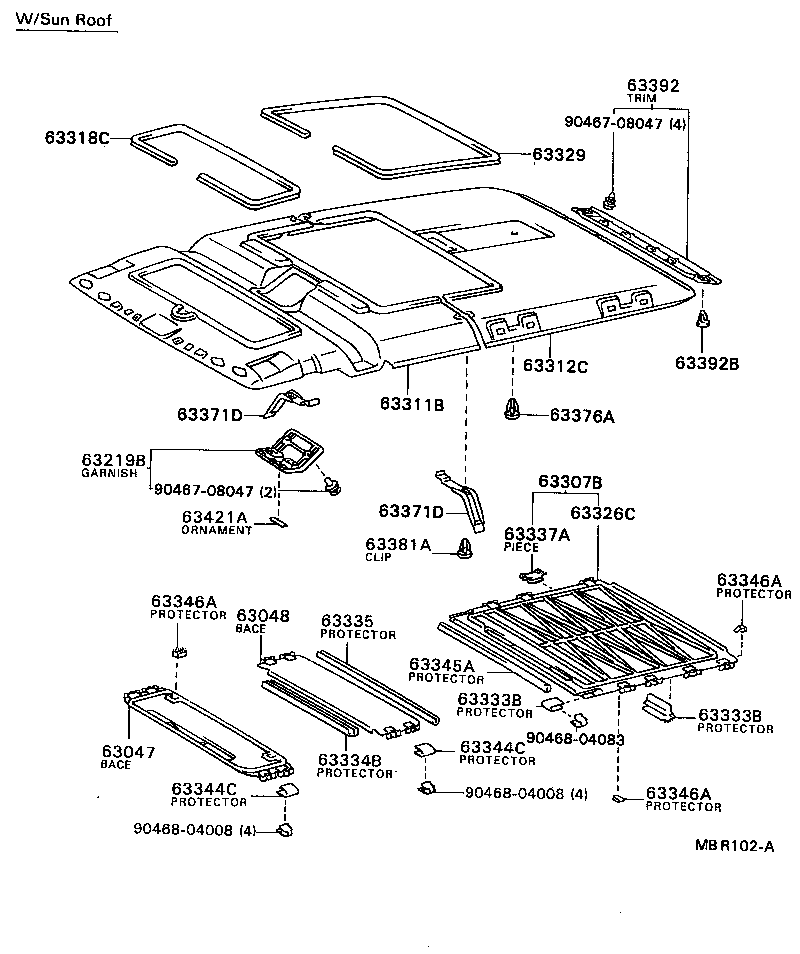 63364-87010 SUPPORT, ROOF HEADLINING, NO.5 product image
