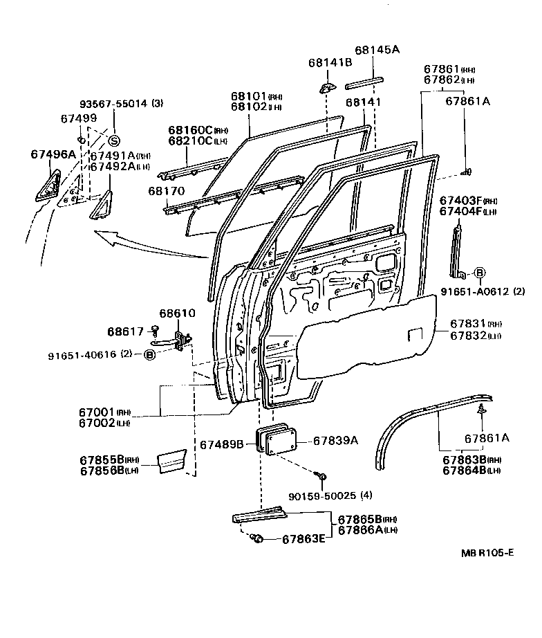 67862-87005 WEATHERSTRIP, FRONT DOOR, LH product image