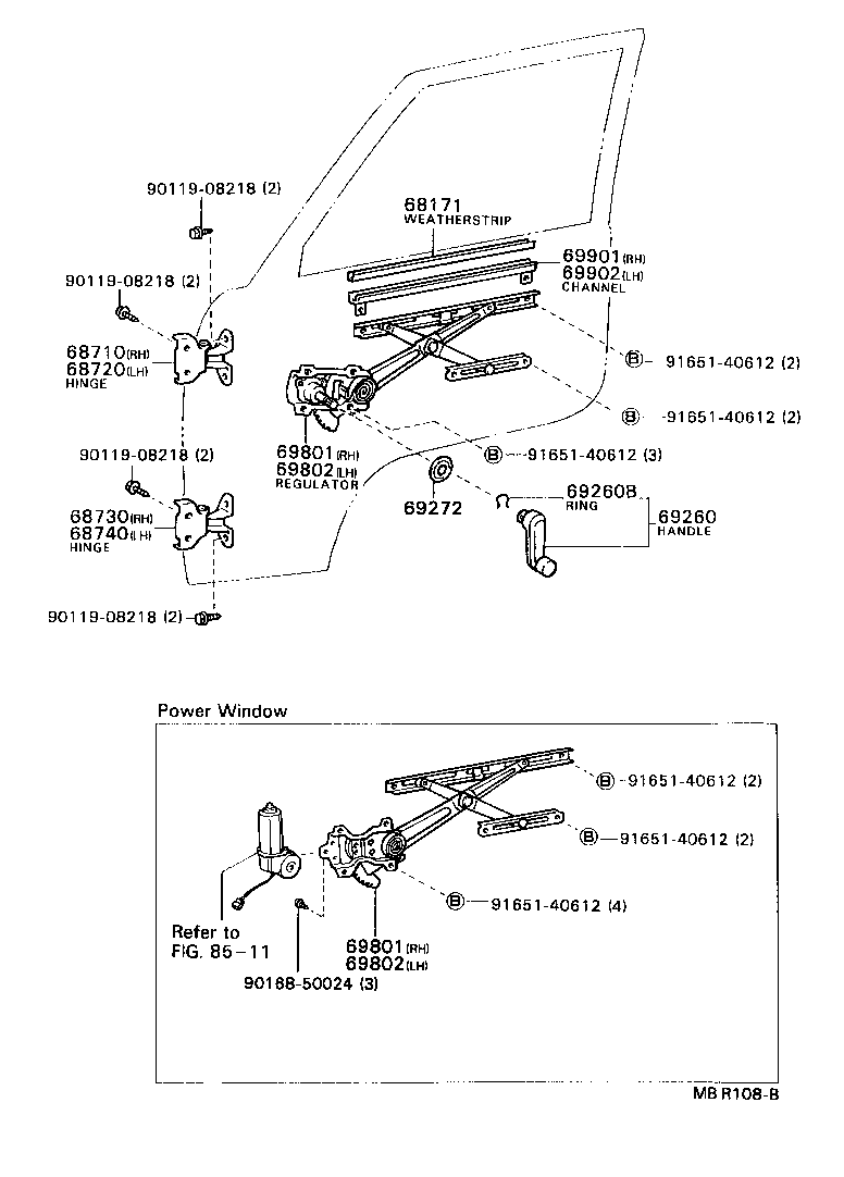 69810-87006 REGULATOR SUB-ASSY, FRONT DOOR WINDOW, RH product image