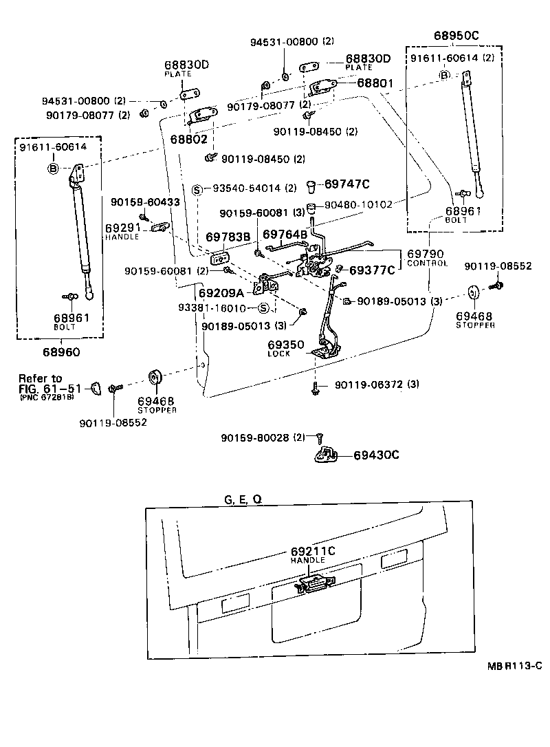 68960-29565 STAY ASSY, BACK DOOR, LH product image