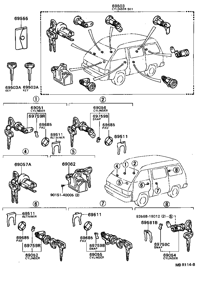 69055-87014 CYLINDER & KEY SET, BACK DOOR LOCK product image