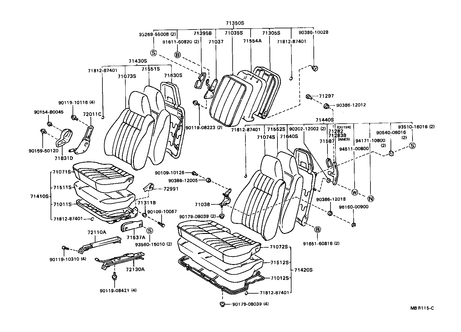 71033-87008 LEG SUB-ASSY, REAR SEAT CUSHION product image
