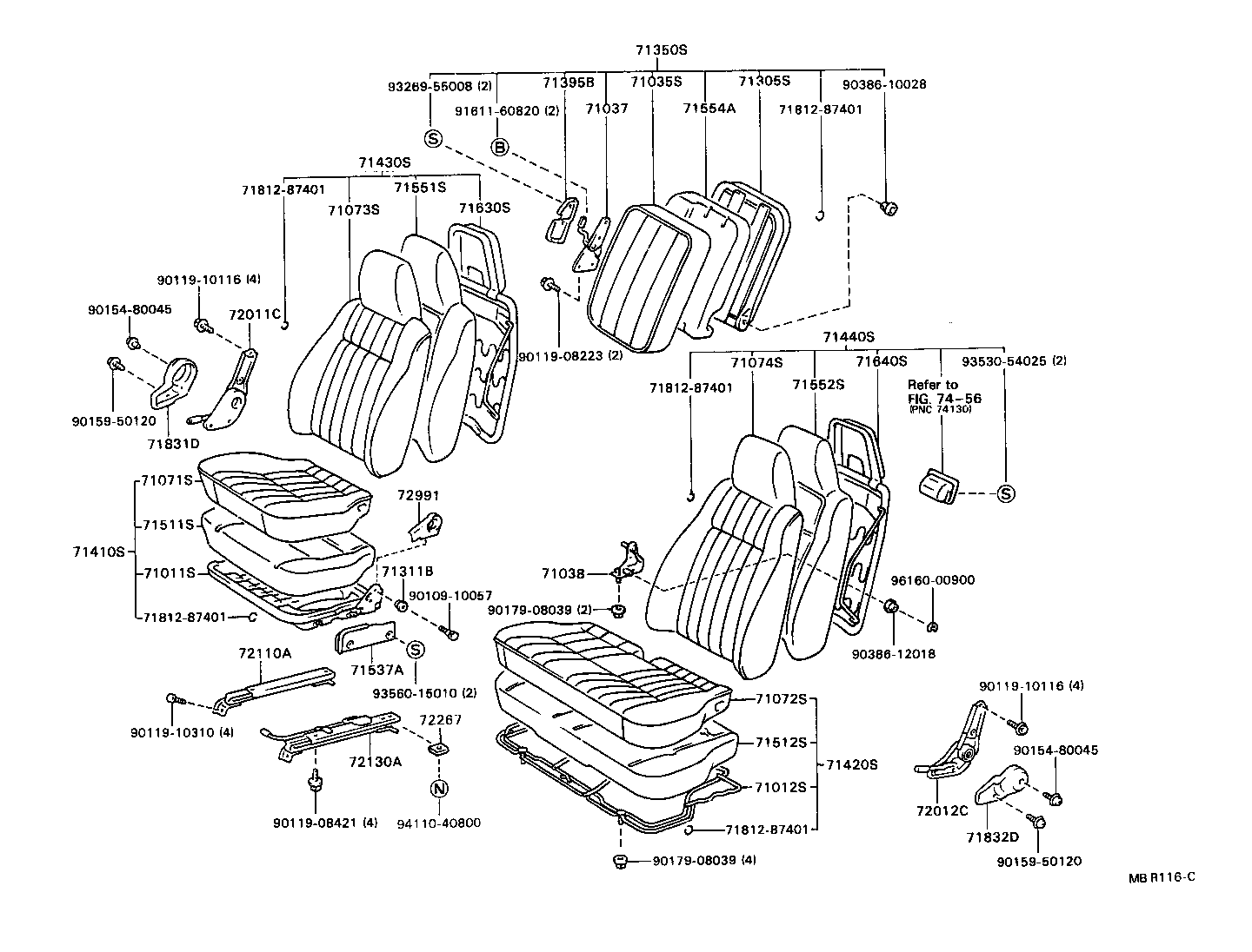 71033-87008 LEG SUB-ASSY, REAR SEAT CUSHION product image