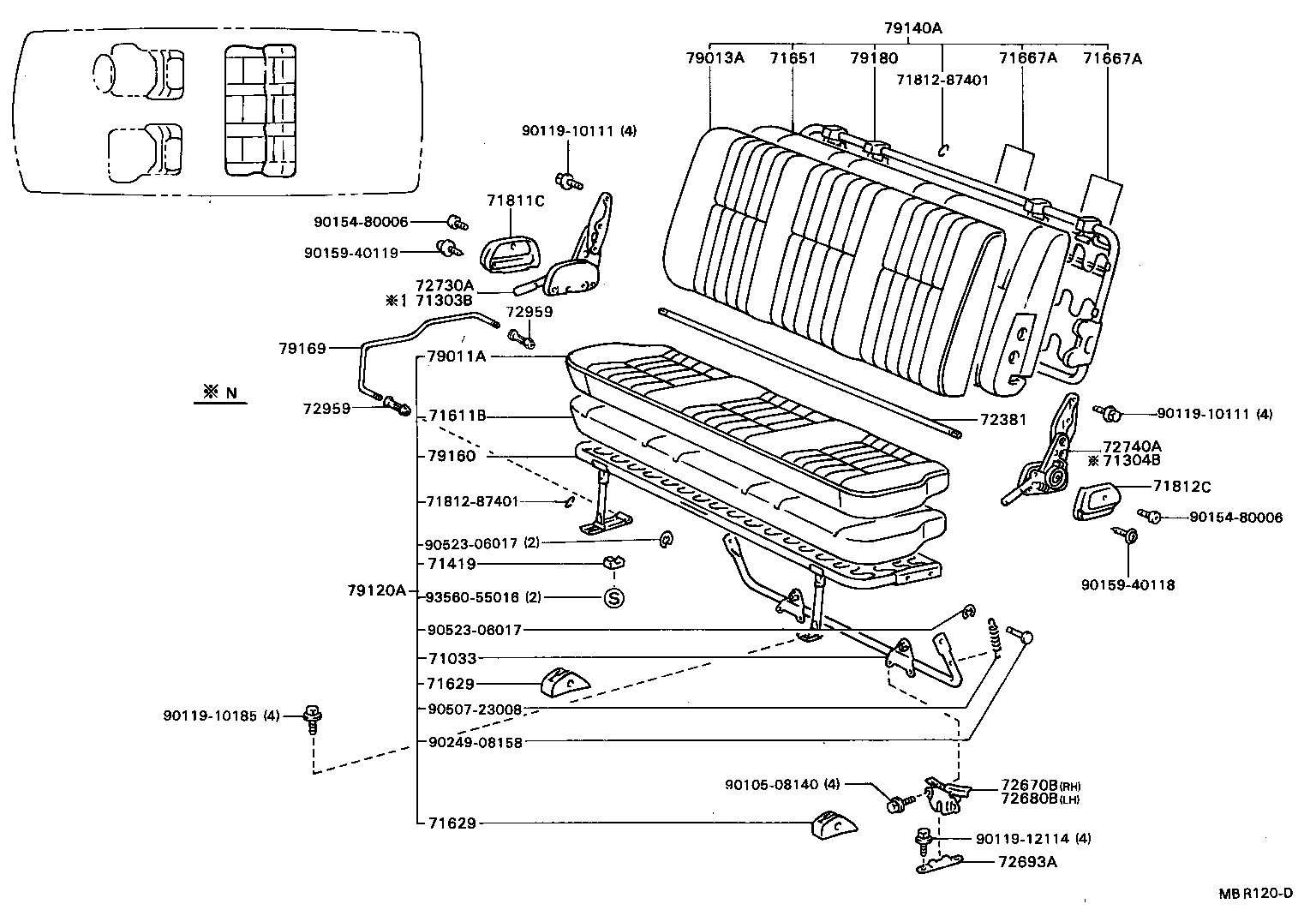 71033-87008 LEG SUB-ASSY, REAR SEAT CUSHION product image
