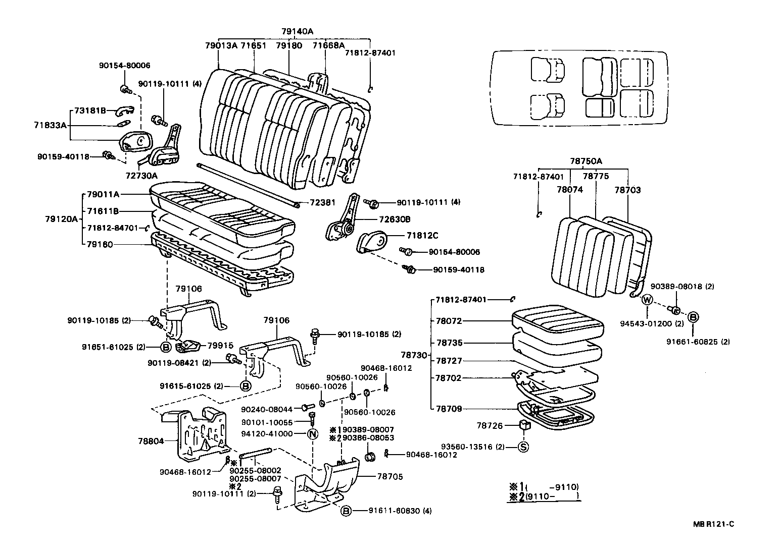 71033-87008 LEG SUB-ASSY, REAR SEAT CUSHION product image