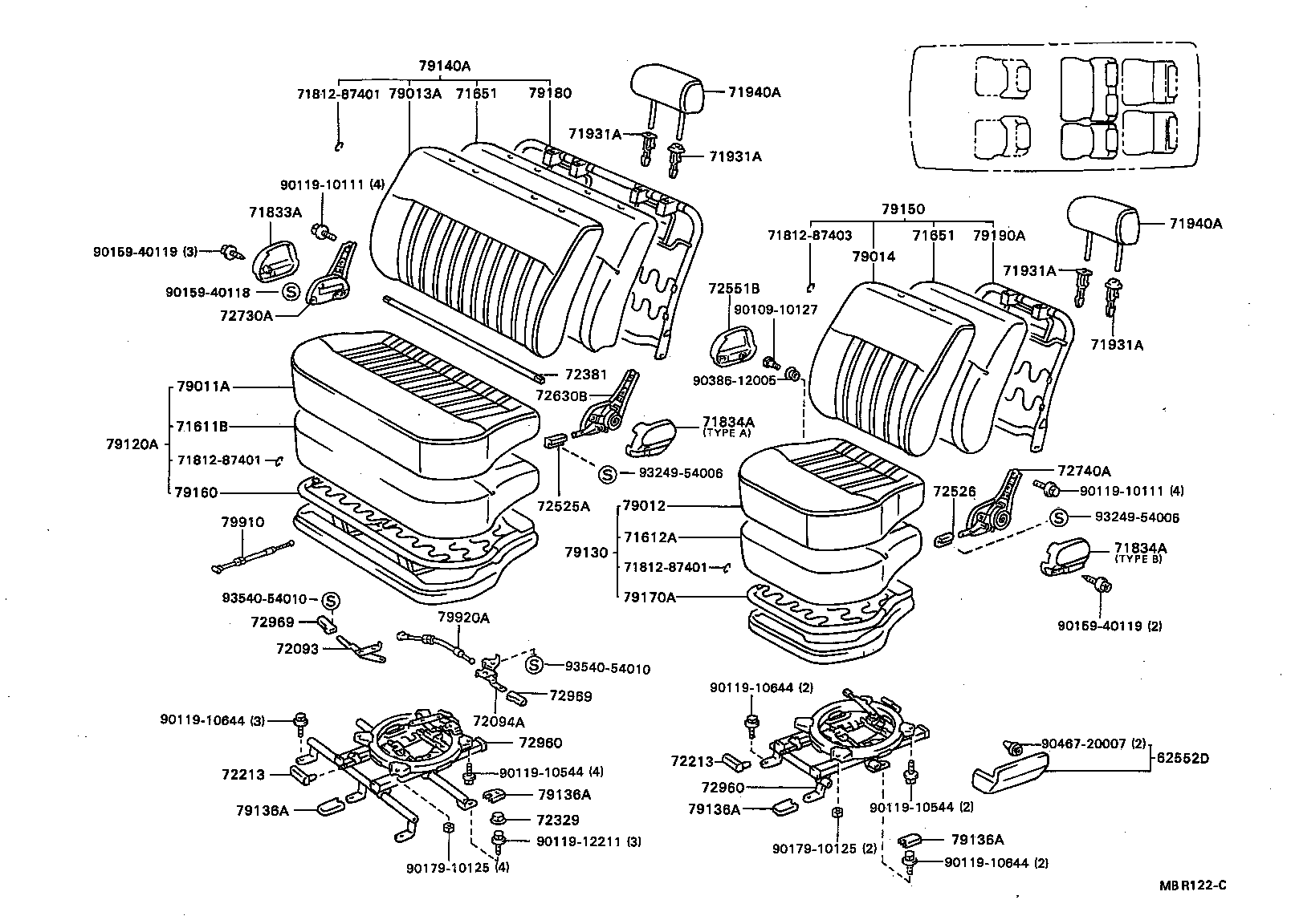 71033-87008 LEG SUB-ASSY, REAR SEAT CUSHION product image