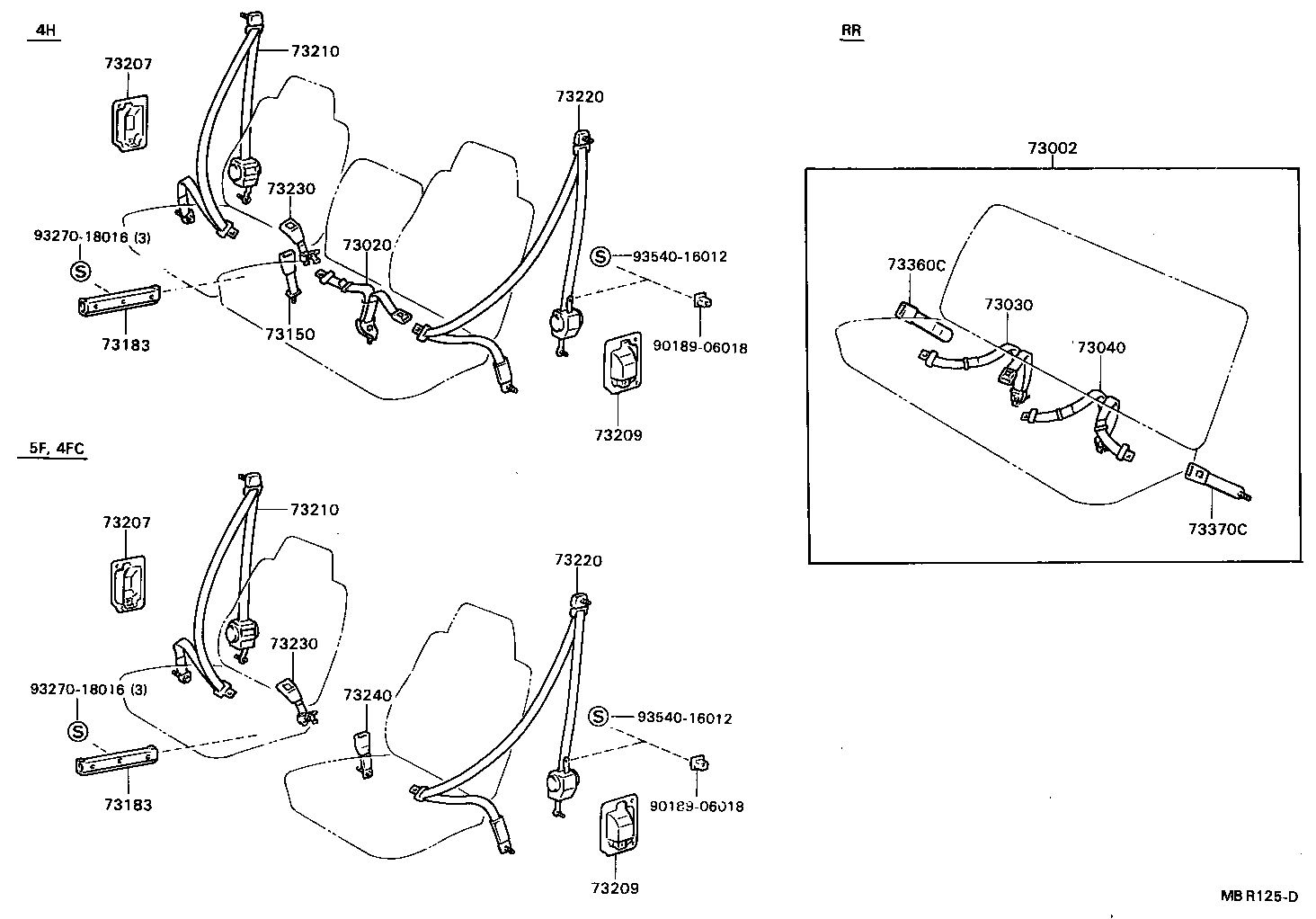 73050-87003-06 BELT ASSY, REAR NO.2 SEAT LAP, CENTER W/INNER RH product image