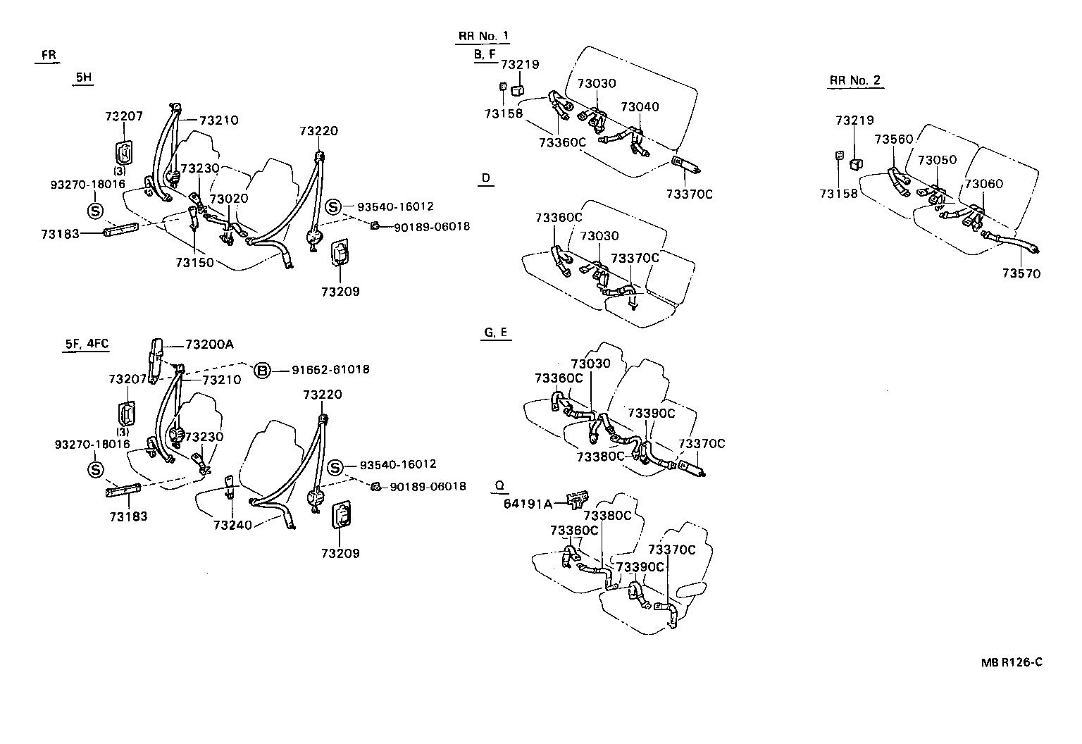 73050-87003-06 BELT ASSY, REAR NO.2 SEAT LAP, CENTER W/INNER RH product image