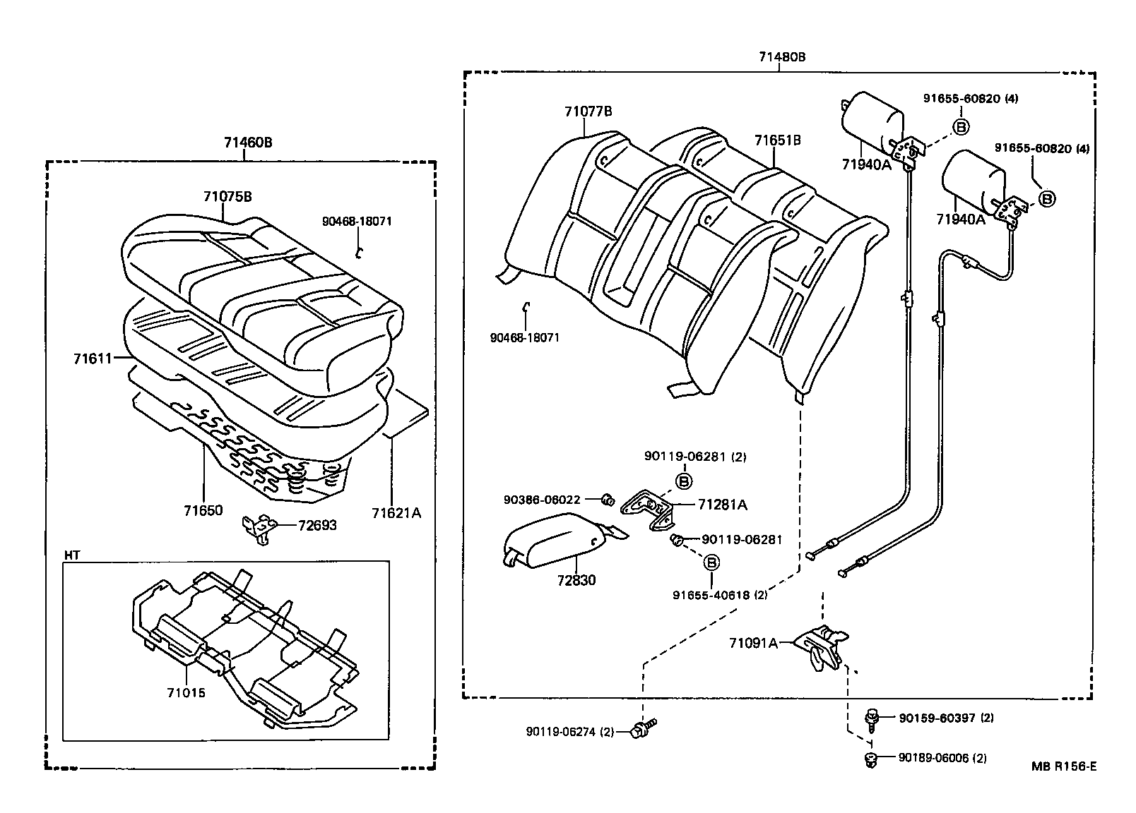 71015-22160 FRAME SUB-ASSY, REAR SEAT CUSHION product image
