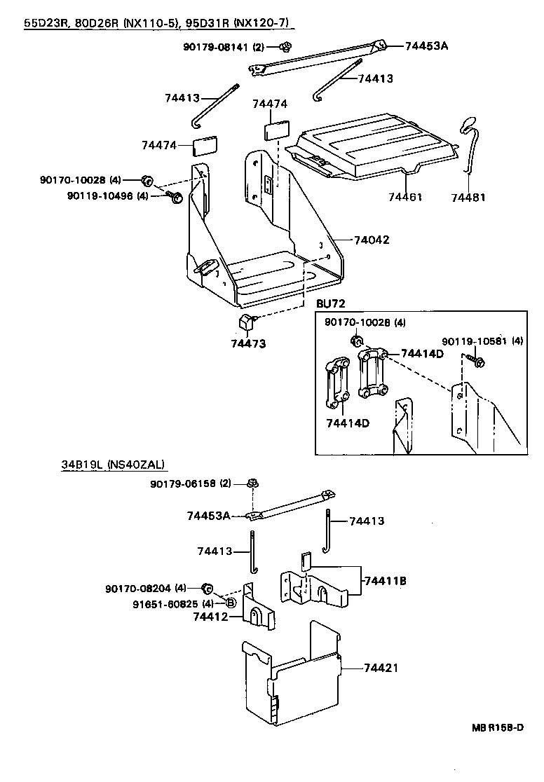74402-36210 BRACKET, BATTERY, REAR product image