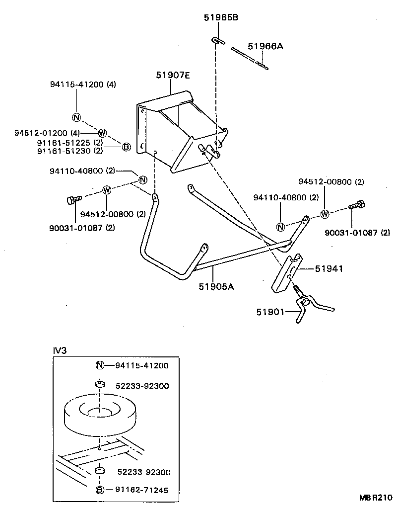 51900-93201 CARRIER ASSY, SPARE WHEEL product image