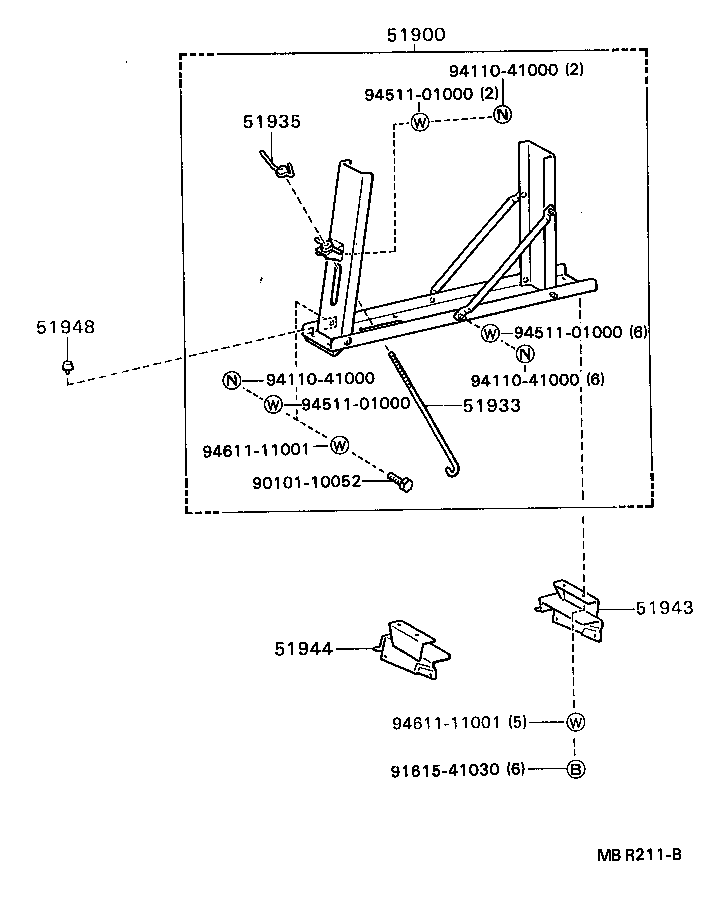 51920-36010 BRACKET SUB-ASSY, SPARE WHEEL CARRIER product image