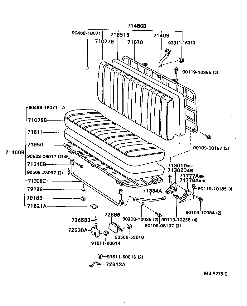71013-37010 FRAME SUB-ASSY, FRONT SEAT BACK, RH product image