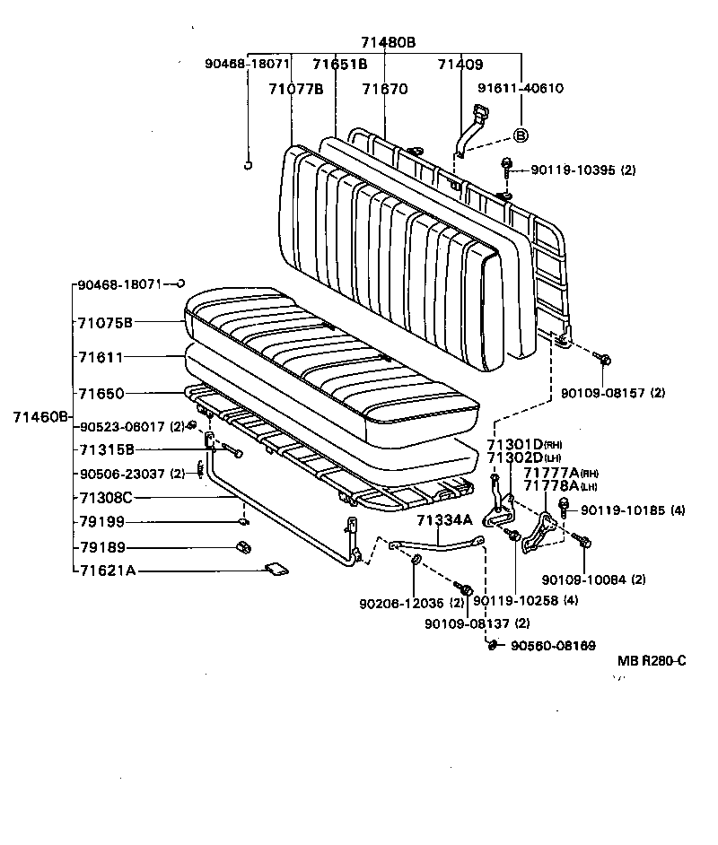 71012-95416 FRAME SUB-ASSY, FRONT SEAT CUSHION, LH product image