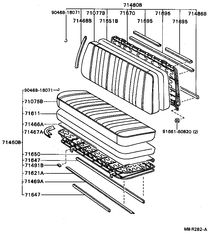 71012-95416 FRAME SUB-ASSY, FRONT SEAT CUSHION, LH product image