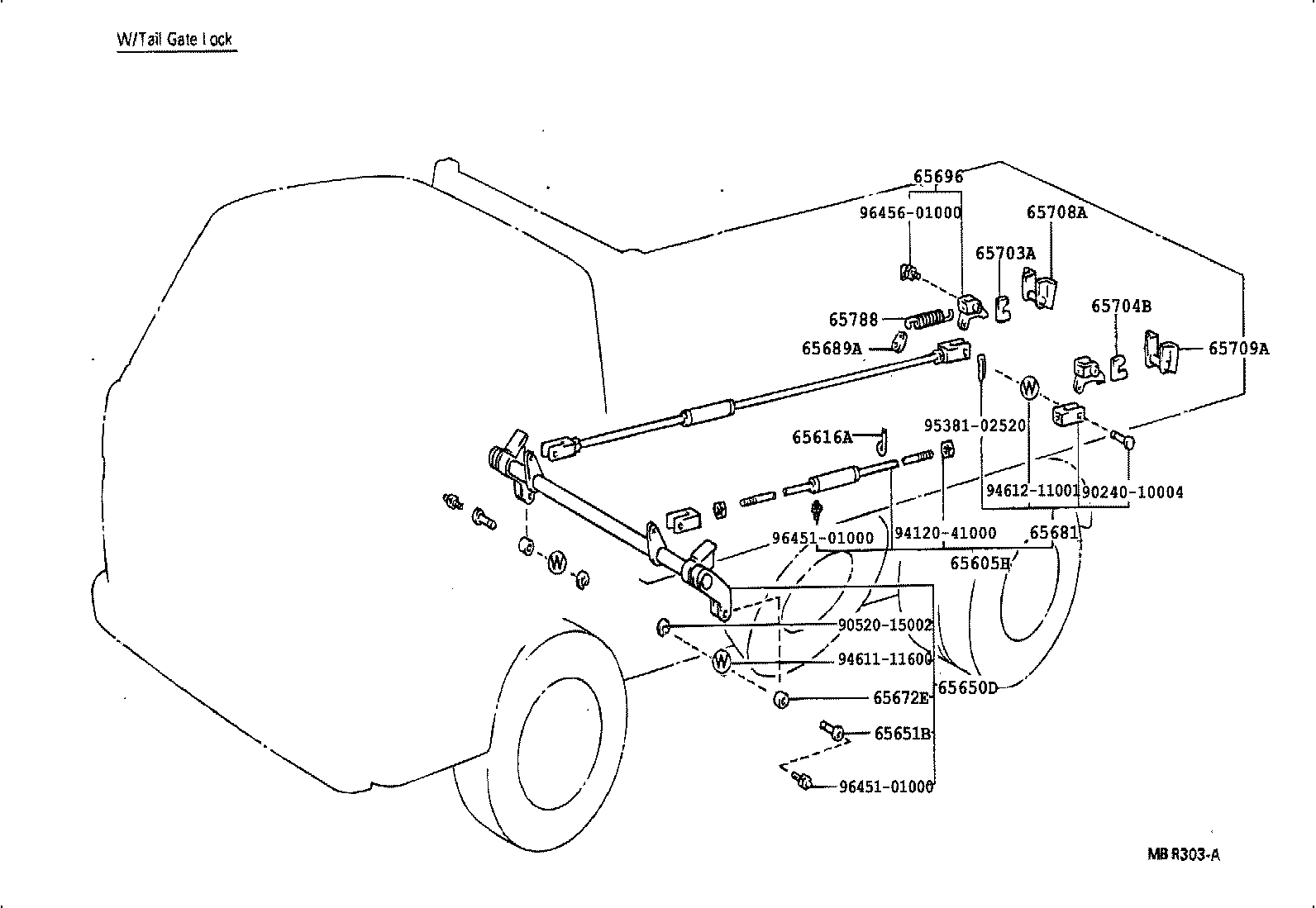 65305-93109 LOCK SUB-ASSY, BEZEL, RH product image