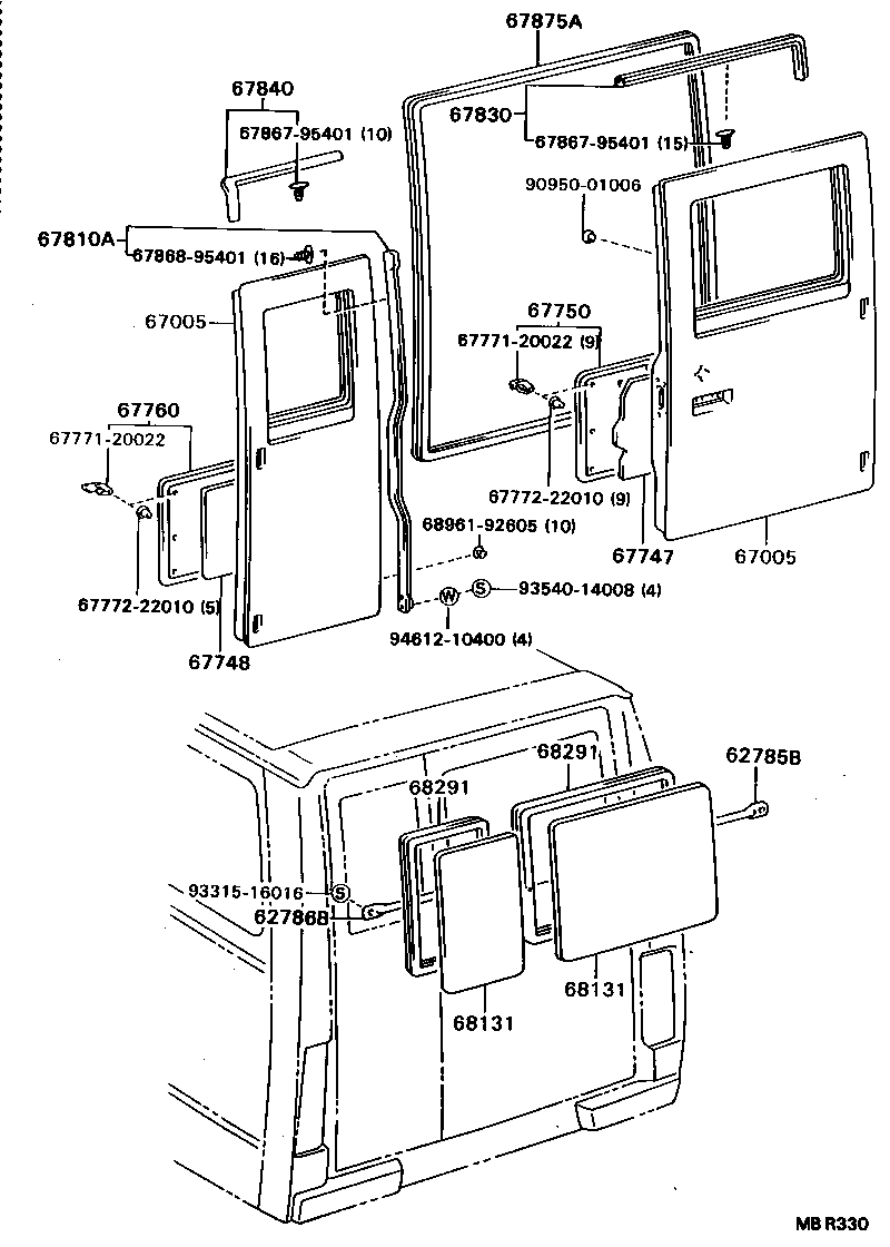 67760-92601-B0 BOARD ASSY, BACK DOOR TRIM, LH product image