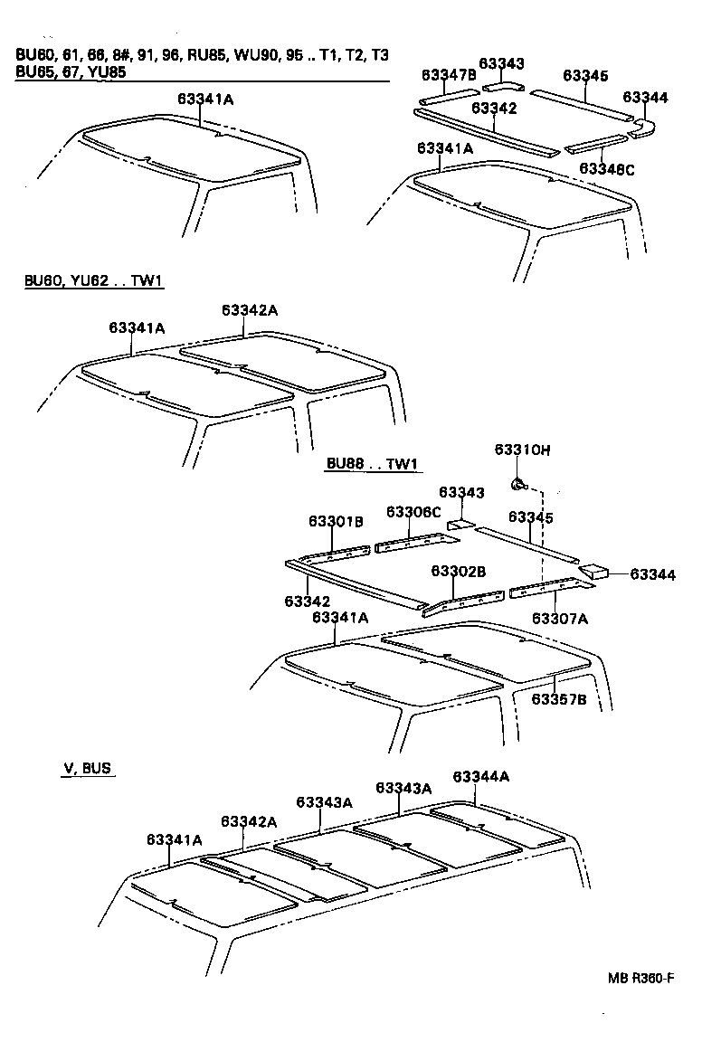 63361-95403 SUPPORT, ROOF HEADLINING, NO.1 product image