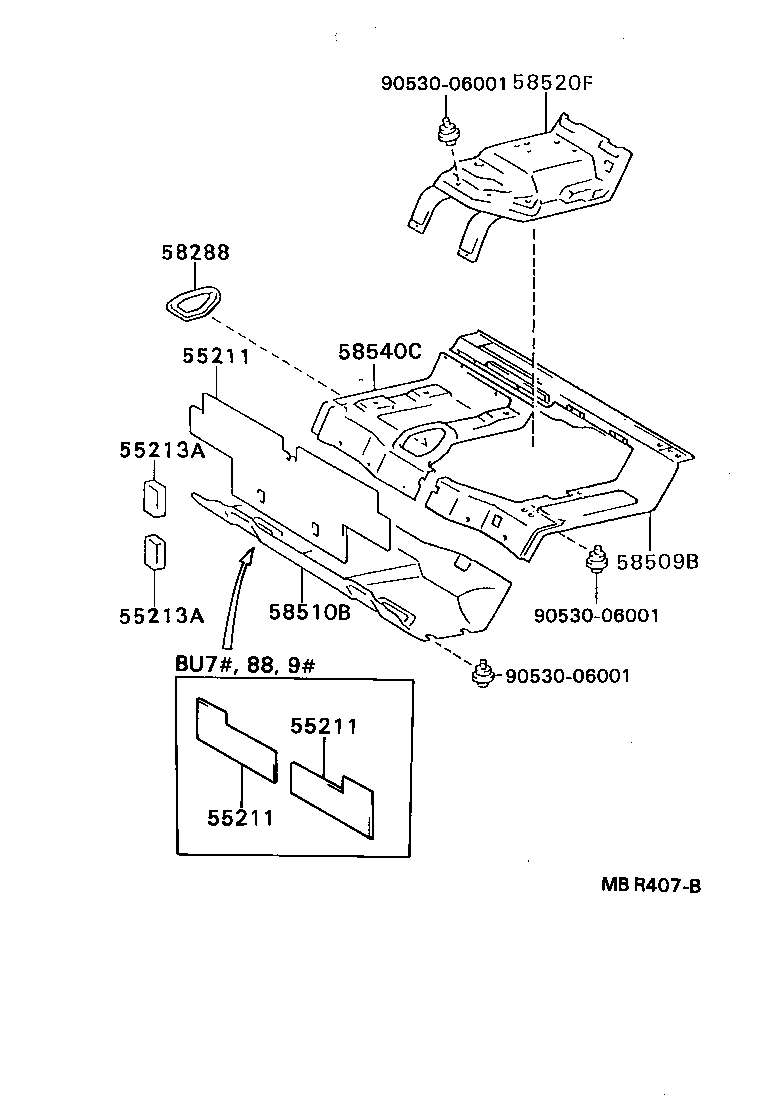 58520-95408-B0 MAT ASSY, ENGINE COVER product image