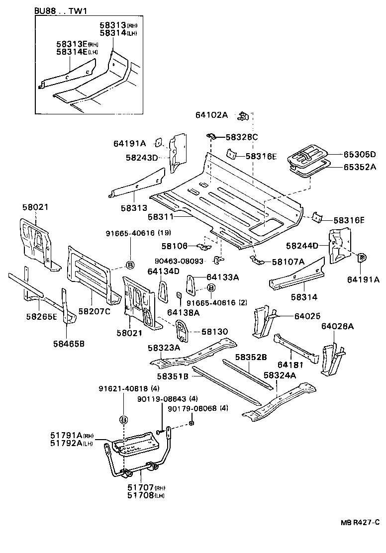 57104-92601 CROSSMEMBER SUB-ASSY, FLOOR, NO.4 product image